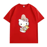 Heart - Melting! Hello Kitty T - shirt with Knitted Hat and Teddy Bear