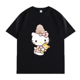 Heart - Melting! Hello Kitty T - shirt with Knitted Hat and Teddy Bear