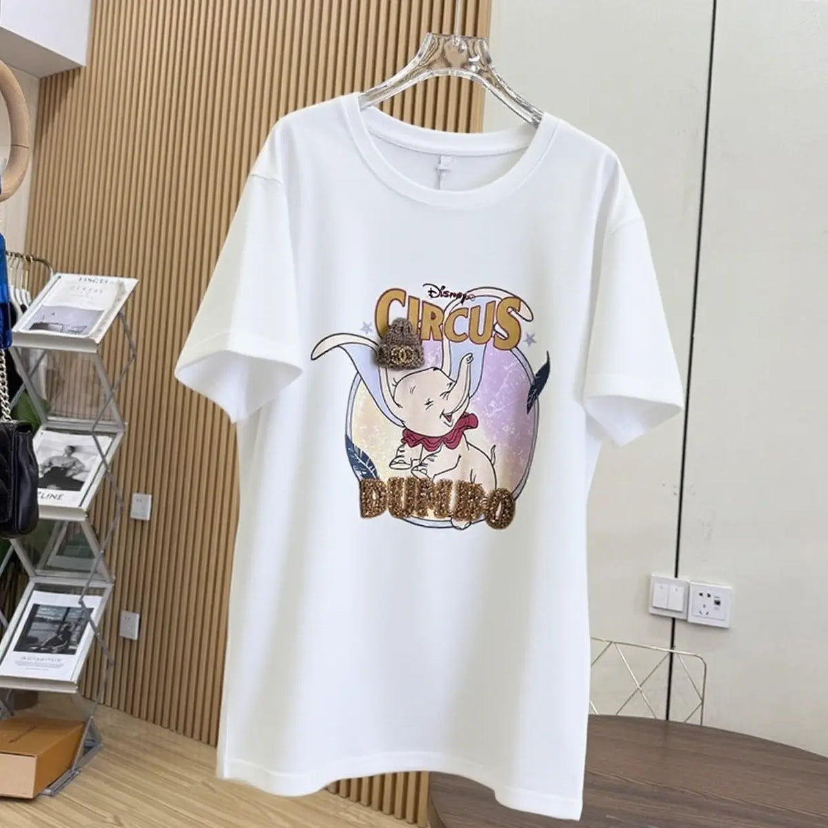 Cuteness Boosted! Dumbo T-Shirt with Knitted Hat & Rhinestones