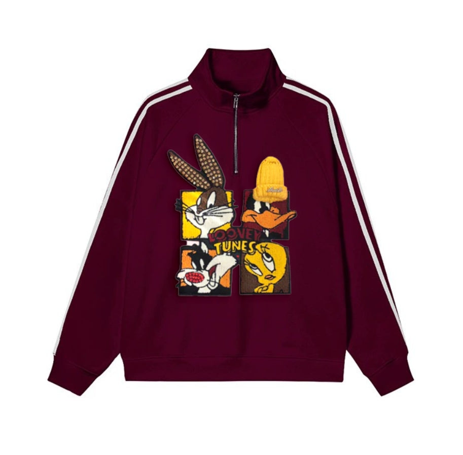 🐰Looney Tunes - Themed Half - Zip Sweatshirt: Sporty and Cartoon - Filled