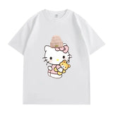 Heart - Melting! Hello Kitty T - shirt with Knitted Hat and Teddy Bear