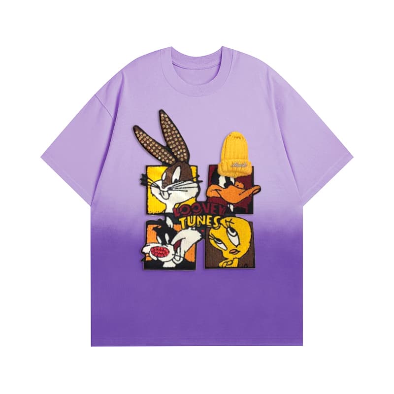 🐰Looney Tunes - Themed Ombre Blue T - shirt: Vibrant Cartoon Style