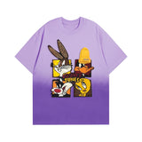 🐰Looney Tunes - Themed Ombre Blue T - shirt: Vibrant Cartoon Style