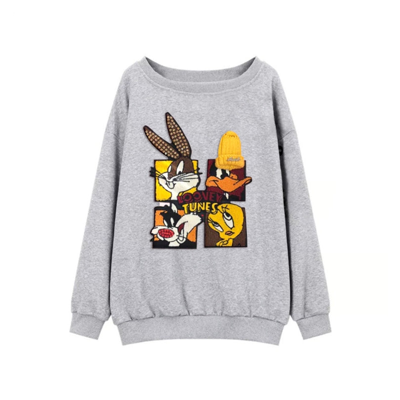 🐰Looney Tunes - Themed Off - Shoulder Sweatshirt: Chic and Cartoon - Centric