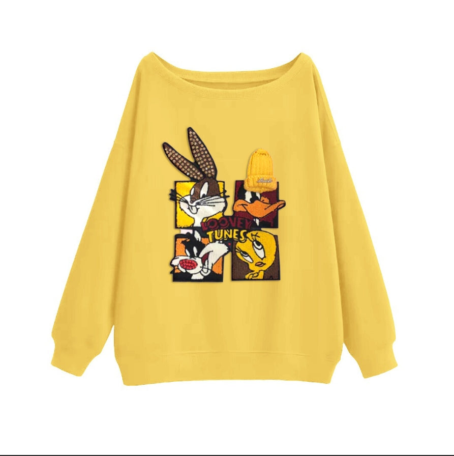 🐰Looney Tunes - Themed Off - Shoulder Sweatshirt: Chic and Cartoon - Centric