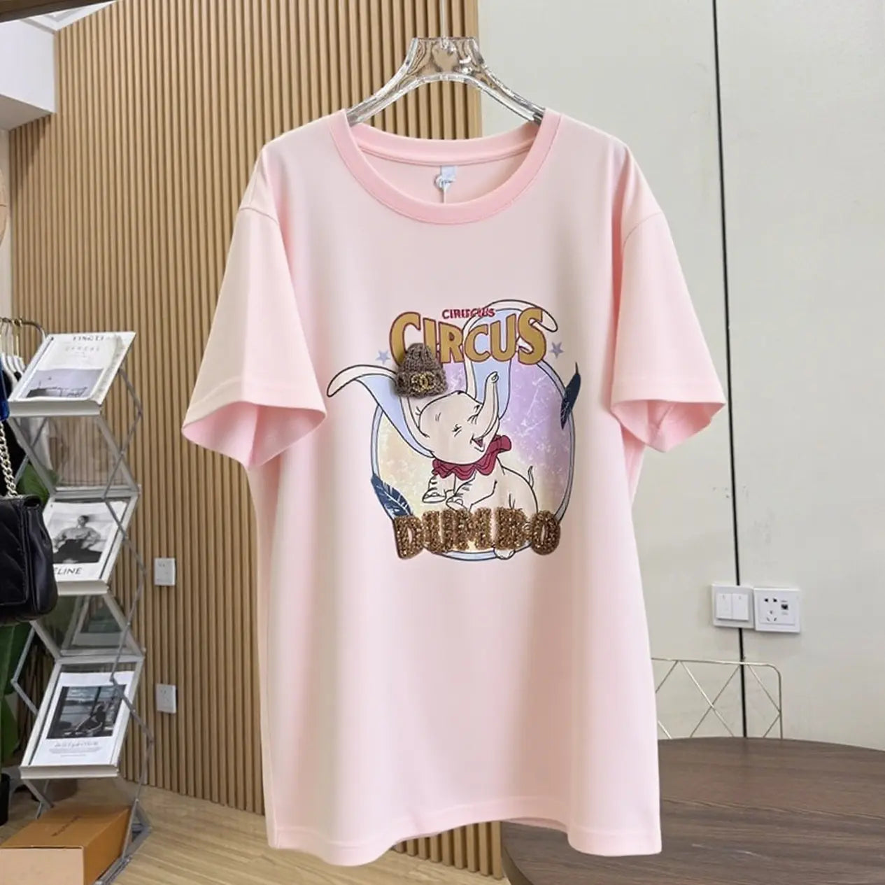 Cuteness Boosted! Dumbo T-Shirt with Knitted Hat & Rhinestones