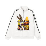 🐰Looney Tunes - Themed Half - Zip Sweatshirt: Sporty and Cartoon - Filled