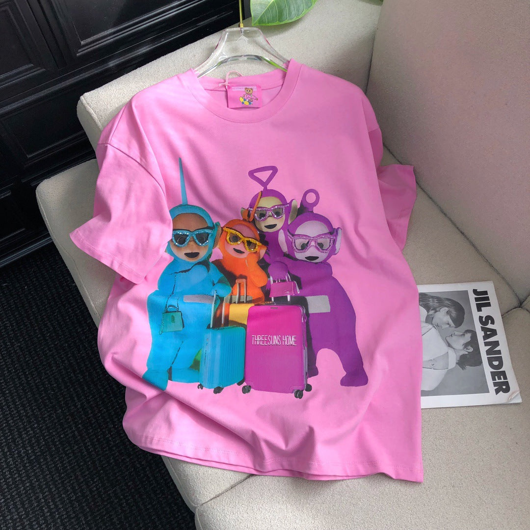 Trendy Teletubbies Printed T-shirts : Vibrant Colors Light Up Summer Outfits
