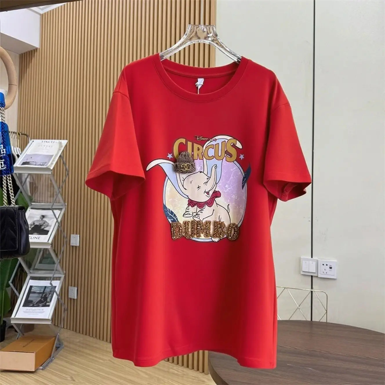 Cuteness Boosted! Dumbo T-Shirt with Knitted Hat & Rhinestones