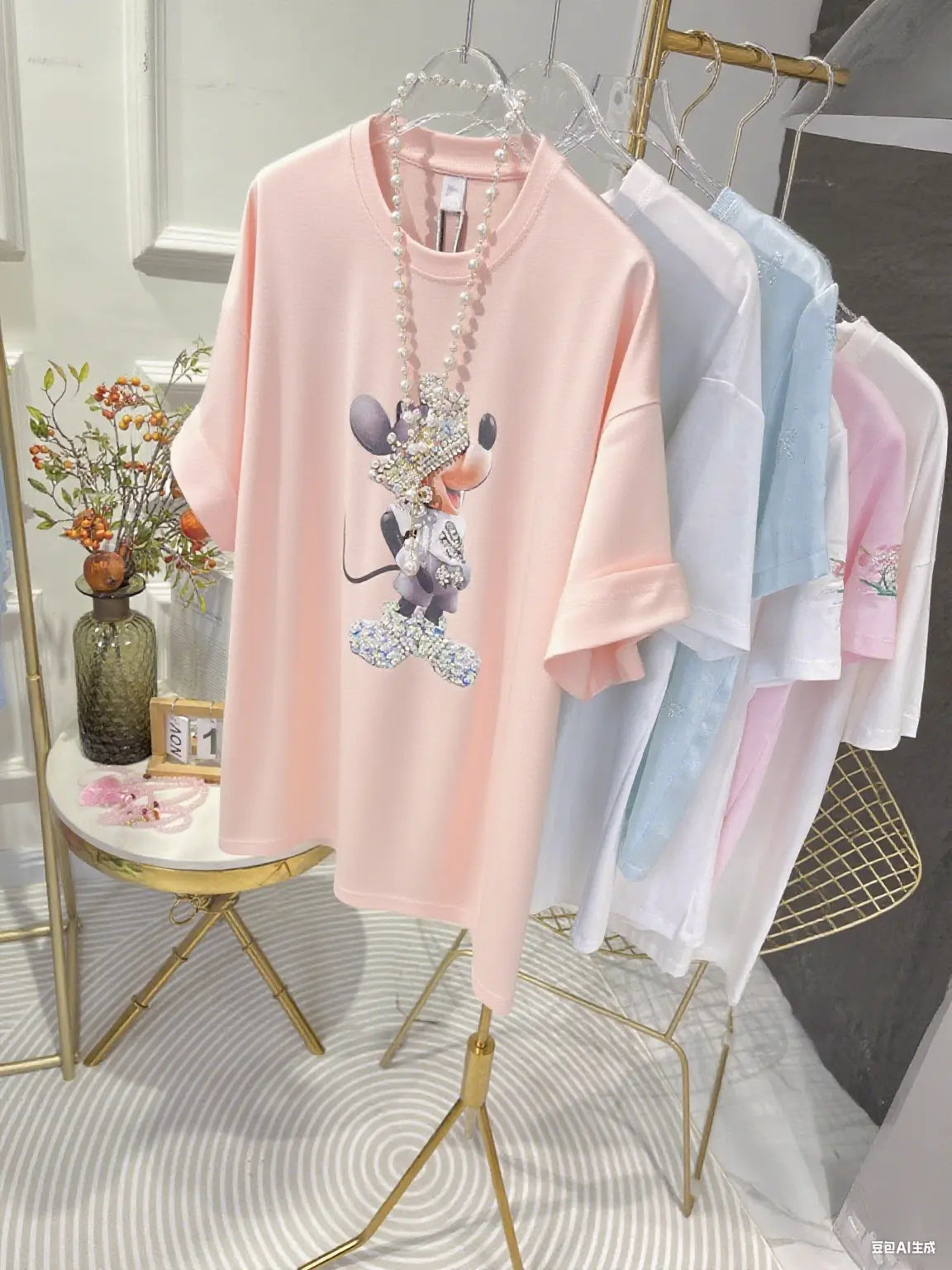 Heavy - Duty Diamond - Studded Mickey T - shirt🎀 A Must - Have for Fashionistas