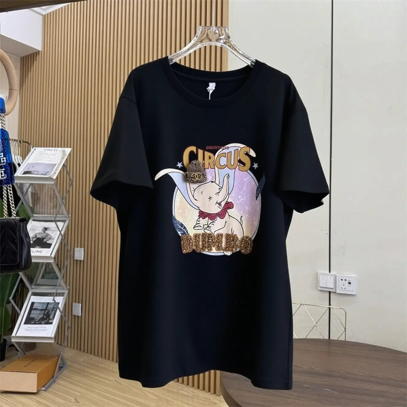 Cuteness Boosted! Dumbo T-Shirt with Knitted Hat & Rhinestones