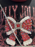 Heavyweight Diamond-Embellished Bow Cotton Short-Sleeve T-Shirt