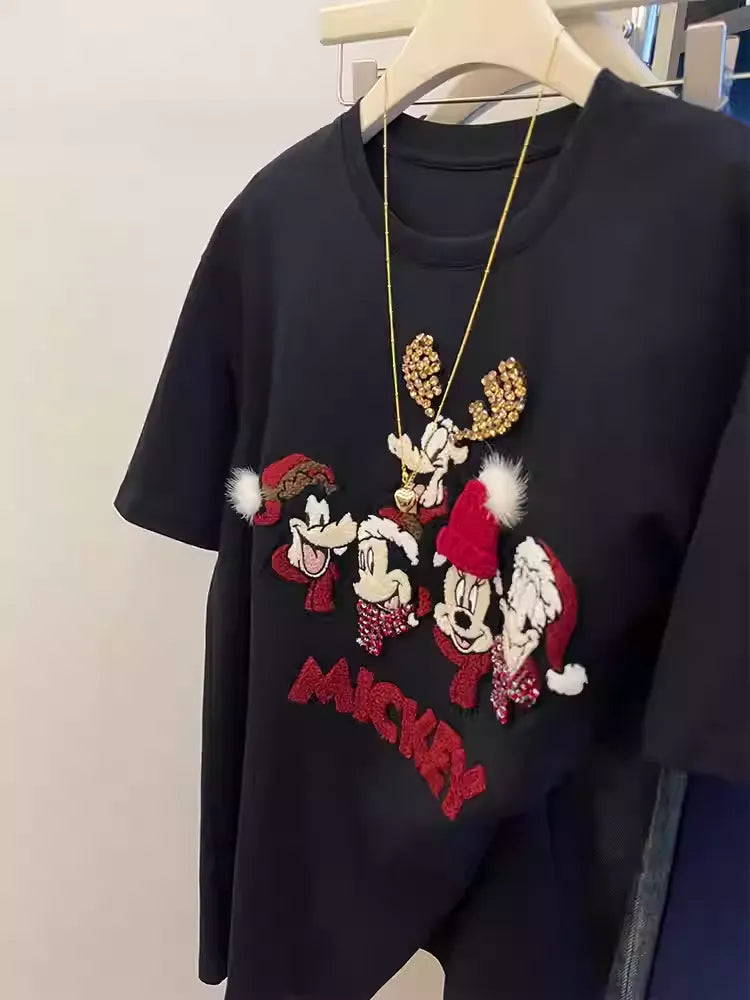 3D Embroidered Cap & Cartoon Short-Sleeve Tee - Heavy Craftsmanship Design