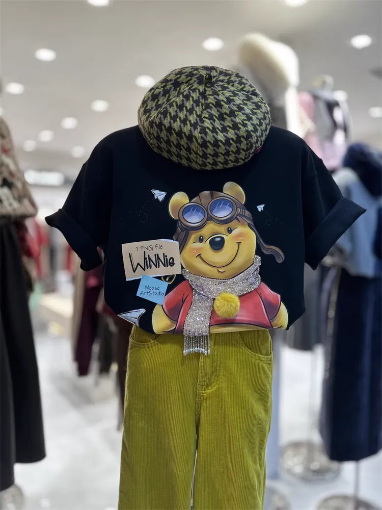 Winnie - Heavy 3D Embroidered Beaded Cotton Tee