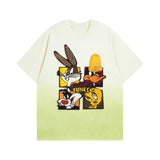 🐰Looney Tunes - Themed Ombre Blue T - shirt: Vibrant Cartoon Style