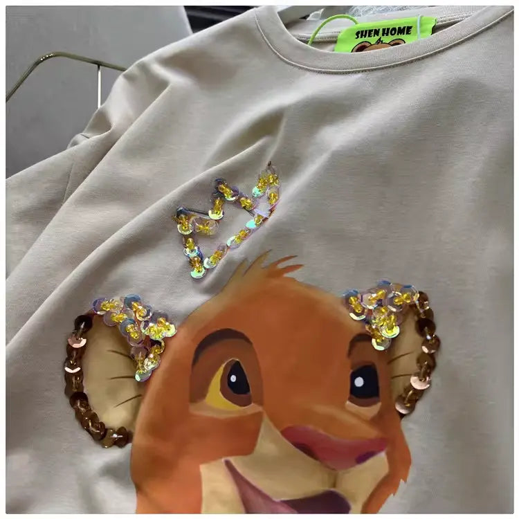 Childhood Memory Flash✨Sequin Simba Pattern Sweatshirt is Awesome