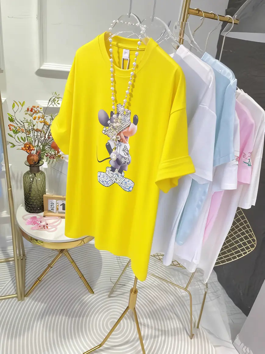 Heavy - Duty Diamond - Studded Mickey T - shirt🎀 A Must - Have for Fashionistas