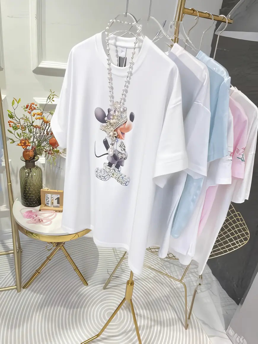 Heavy - Duty Diamond - Studded Mickey T - shirt🎀 A Must - Have for Fashionistas