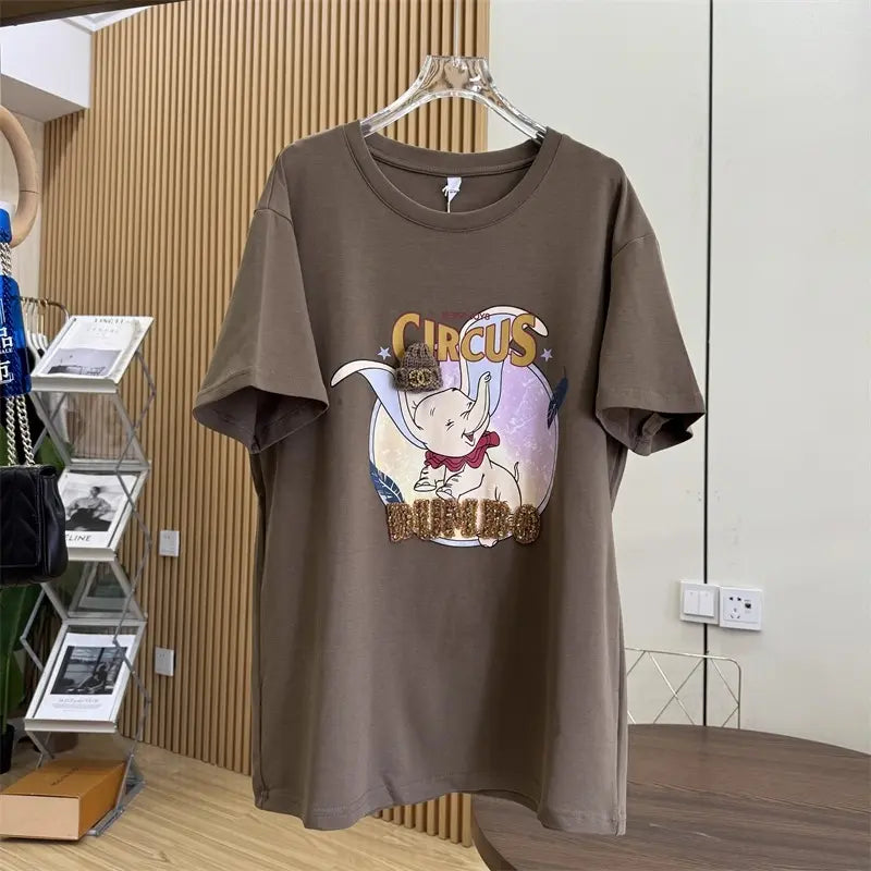Cuteness Boosted! Dumbo T-Shirt with Knitted Hat & Rhinestones