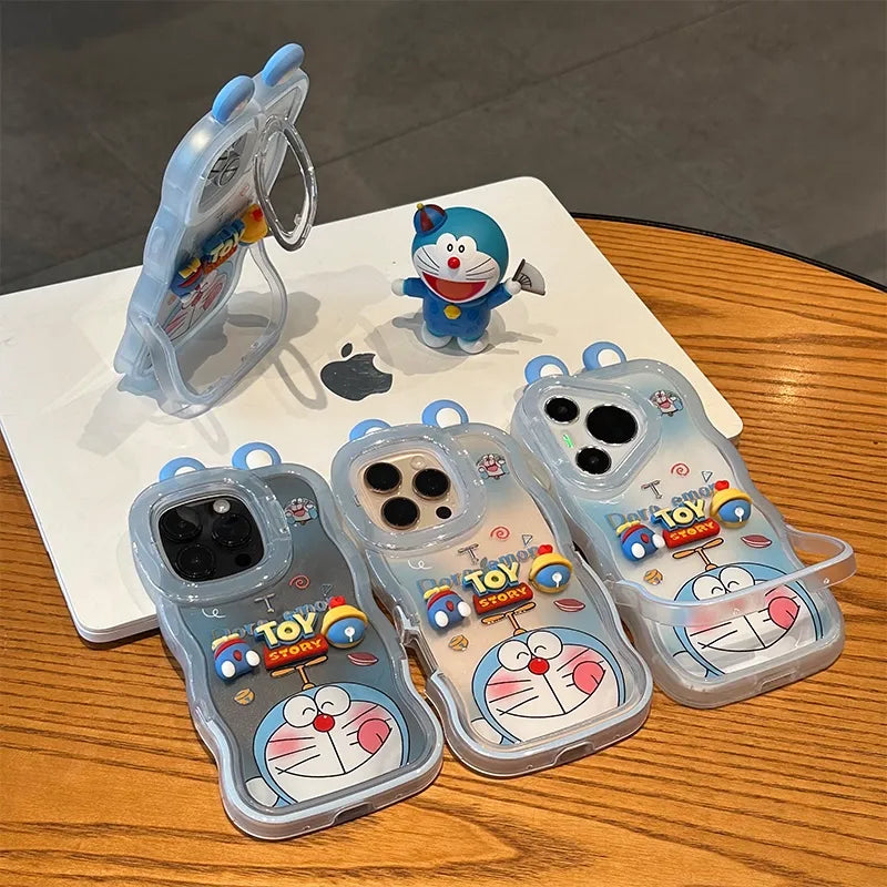 Adorable! Doraemon Transparent Crossbody Phone Case