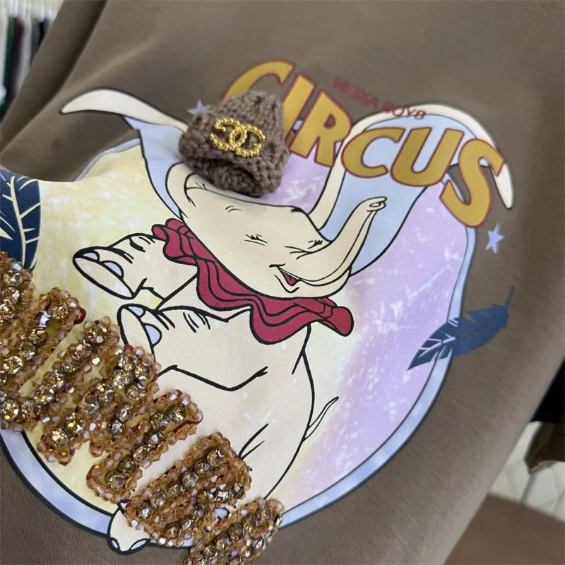 Cuteness Boosted! Dumbo T-Shirt with Knitted Hat & Rhinestones