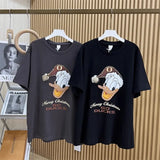 Full of Festive Feel! Donald Duck Rhinestone Christmas T - shirt