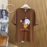 Full of Festive Feel! Donald Duck Rhinestone Christmas T - shirt