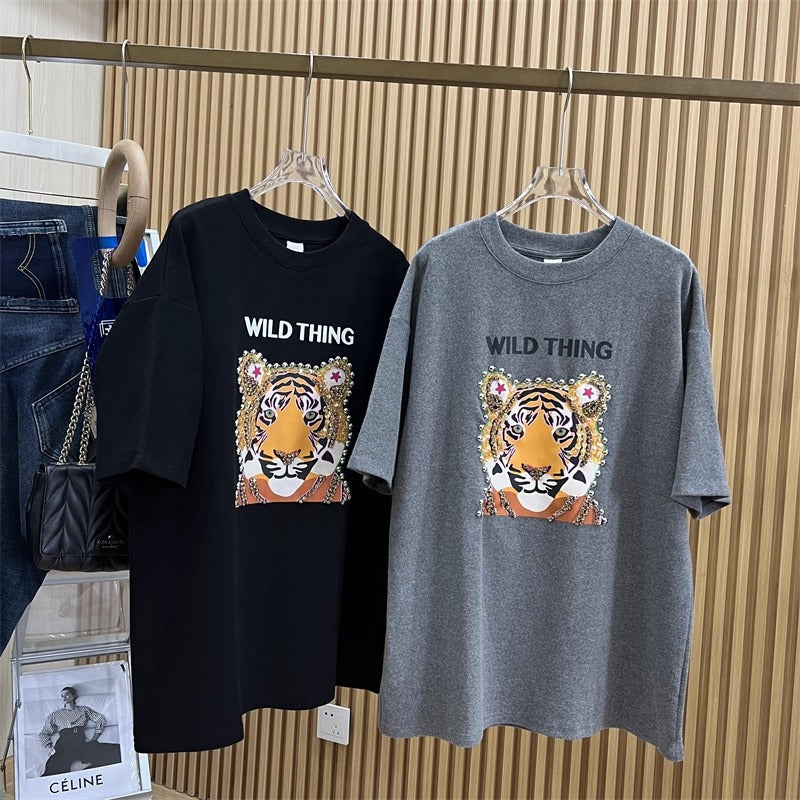 🐯Embroidered cartoon tiger short-sleeved T-shirt