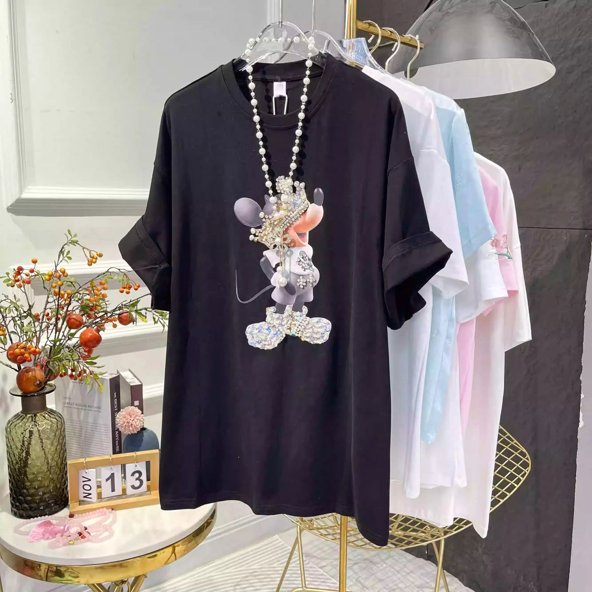 Heavy - Duty Diamond - Studded Mickey T - shirt🎀 A Must - Have for Fashionistas