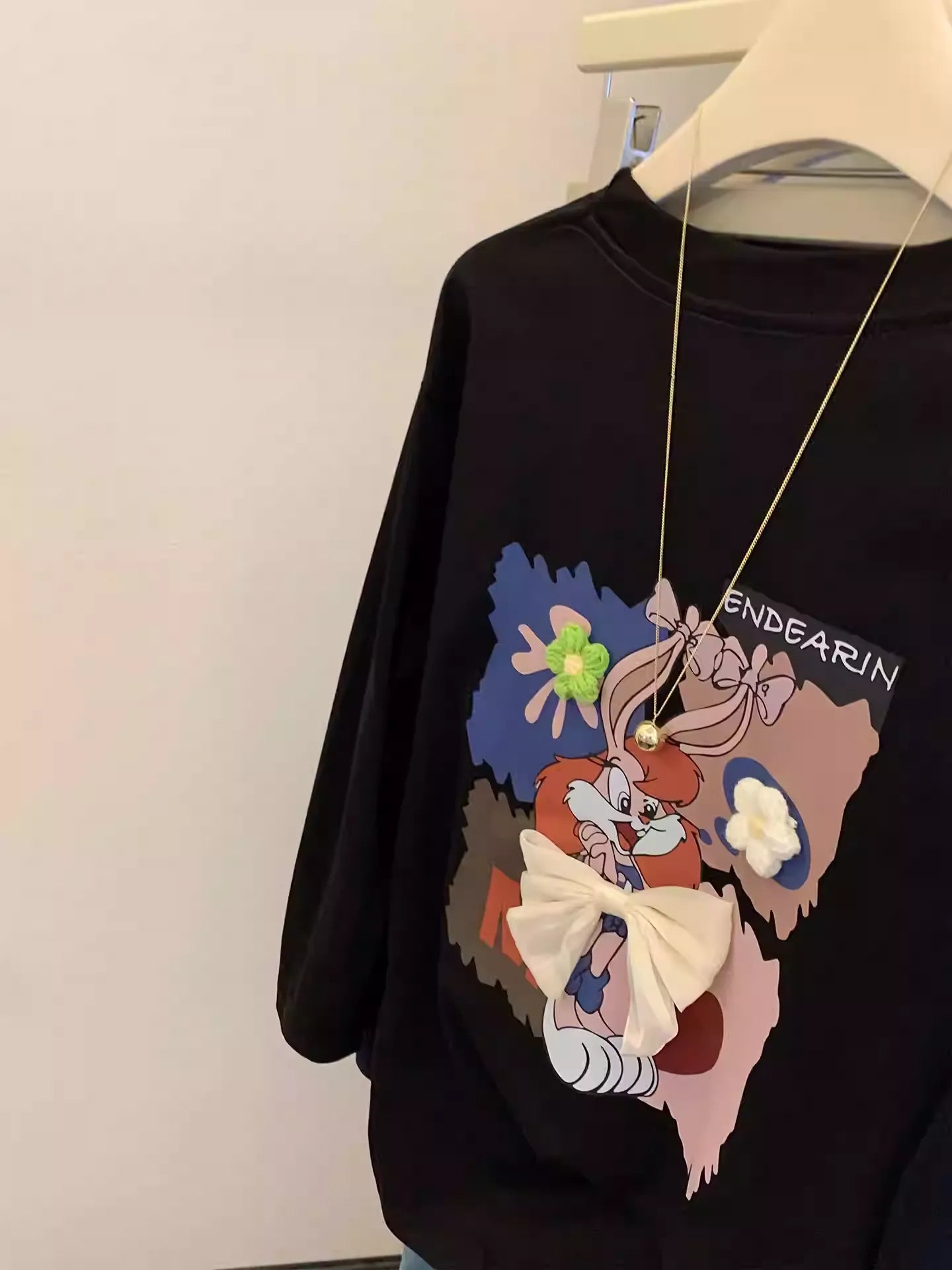 Cute Lola Bunny Front and Back Printed White Long-Sleeve T-Shirt