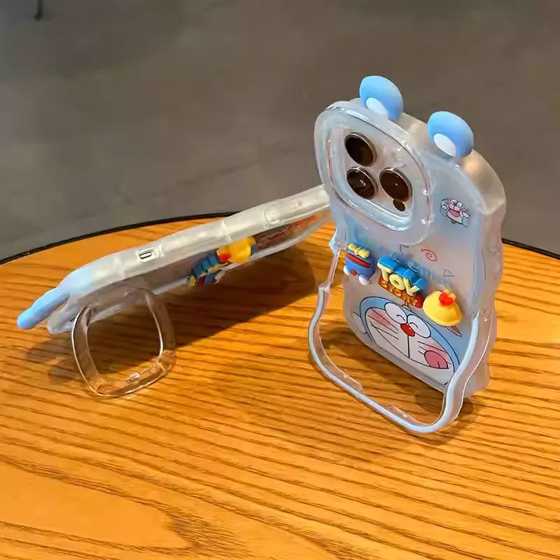 Adorable! Doraemon Transparent Crossbody Phone Case