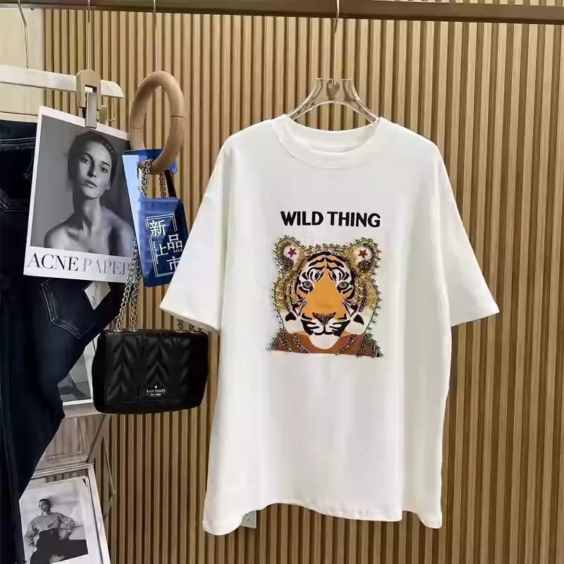 🐯Embroidered cartoon tiger short-sleeved T-shirt