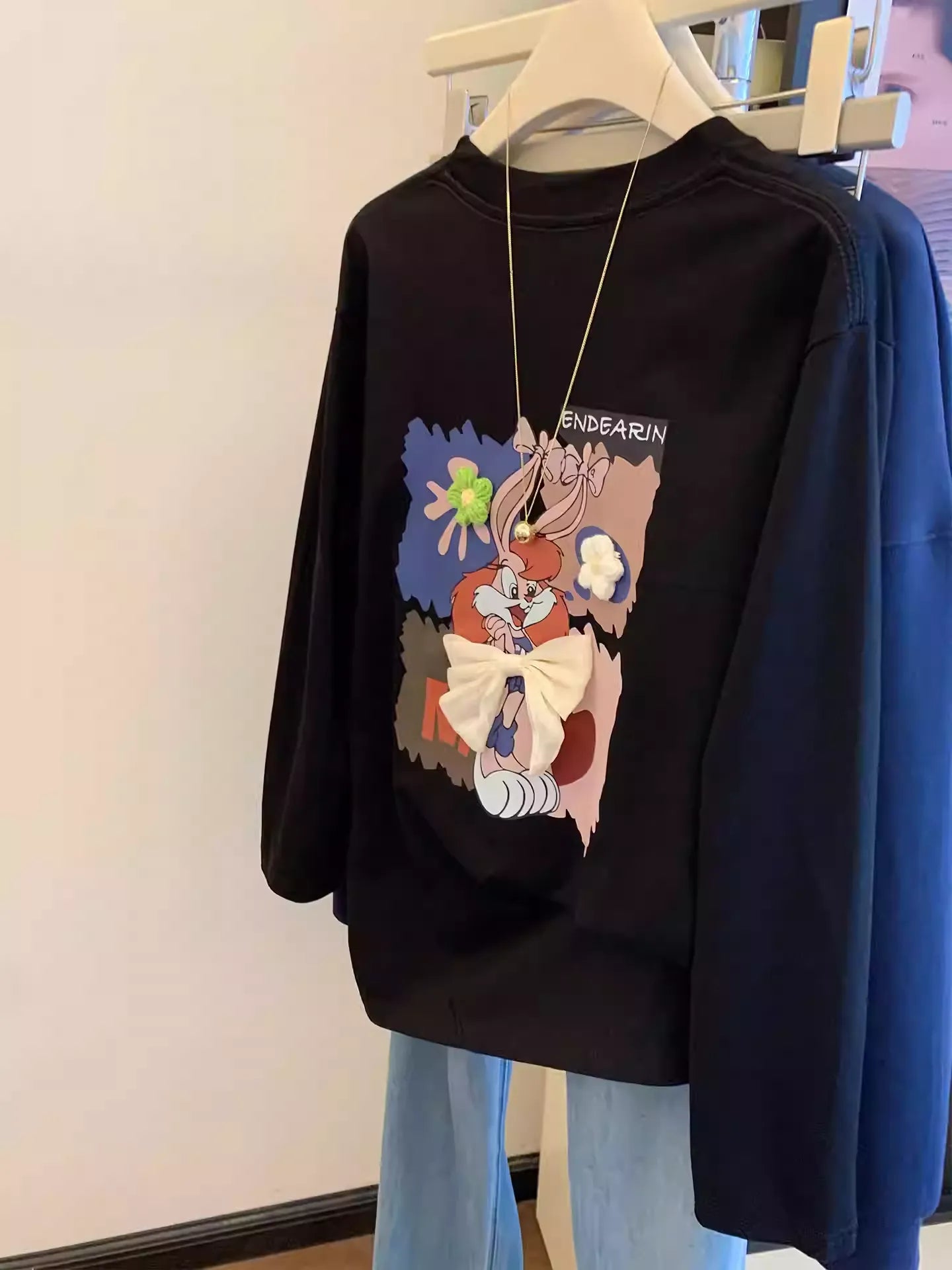 Cute Lola Bunny Front and Back Printed White Long-Sleeve T-Shirt
